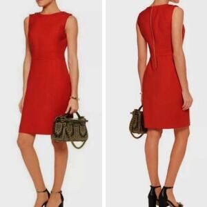 Tory Burch Evelina Lined Wool Blend Sleeveless Sheath Dress Bayberry Size 0